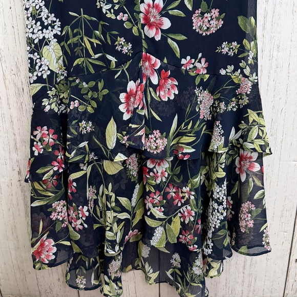Tommy Hilfiger Navy Floral V-Neck Midi Dress - Picture 3 of 10